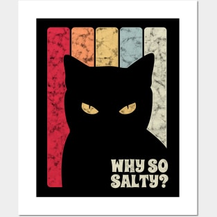 Why So Salty? Retro Cat Silhouette Posters and Art